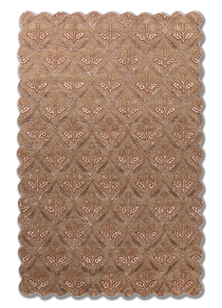 aurelia beige and brown wool and viscose hand tufted Rug - HeadShot