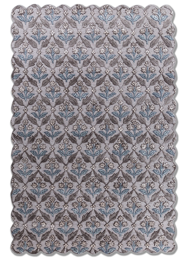 aurelia grey and black wool and viscose hand tufted Rug - HeadShot