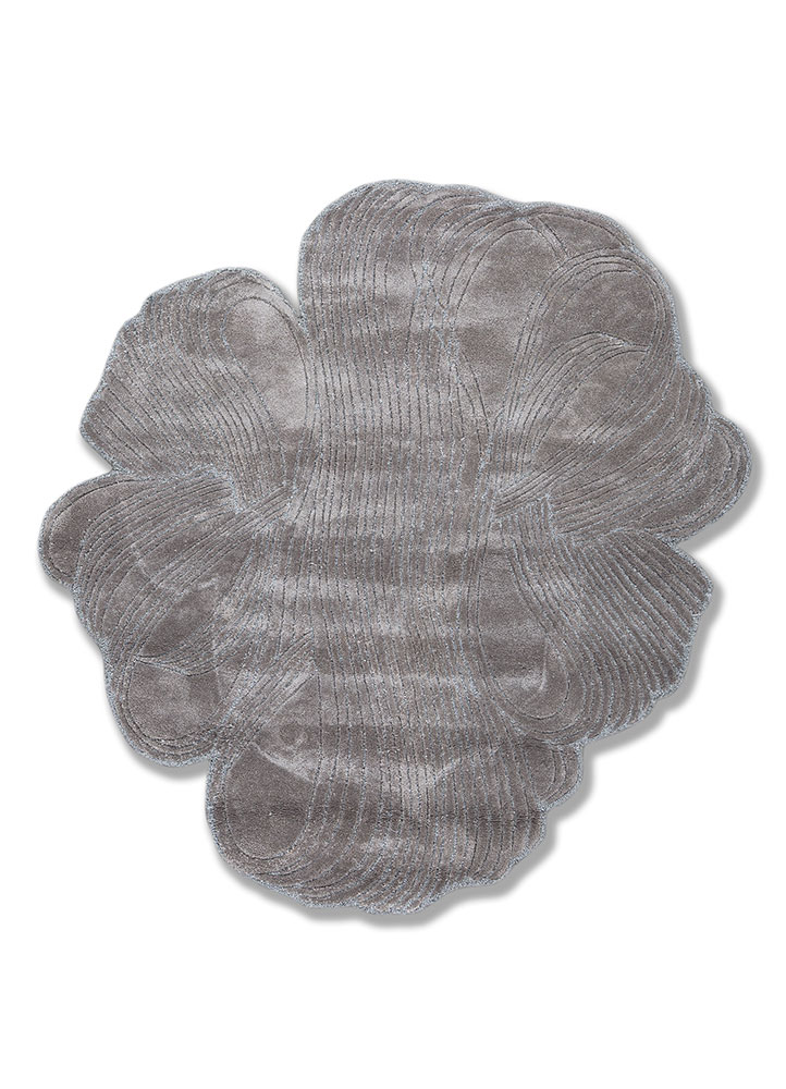 infini grey and black viscose hand tufted Rug - HeadShot