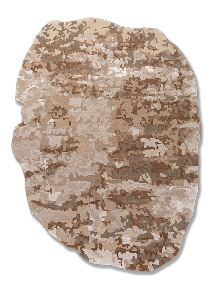 genesis beige and brown wool and viscose hand tufted Rug - HeadShot