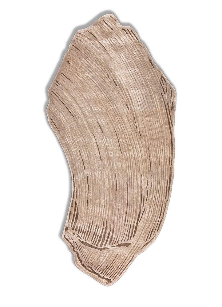 infini beige and brown wool and viscose hand tufted Rug - HeadShot