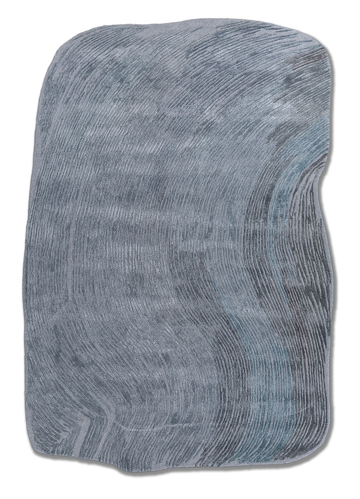 infini blue wool and viscose hand tufted Rug - HeadShot