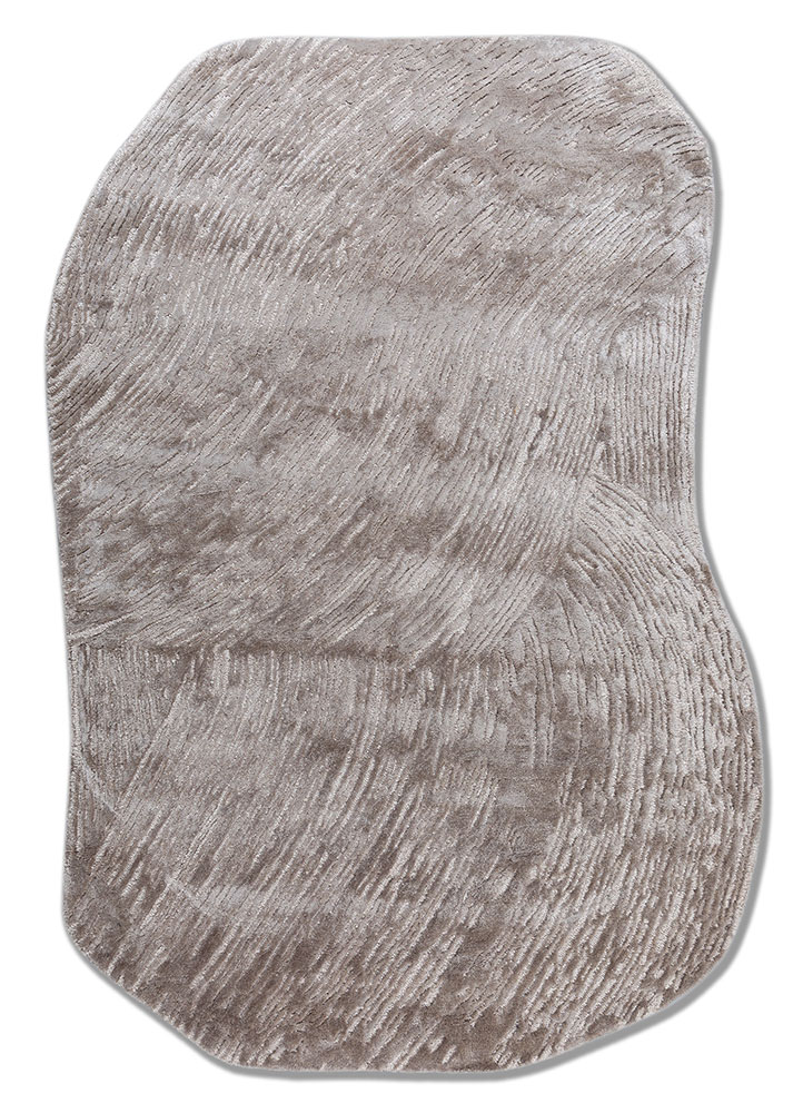 infini beige and brown wool and viscose hand tufted Rug - HeadShot