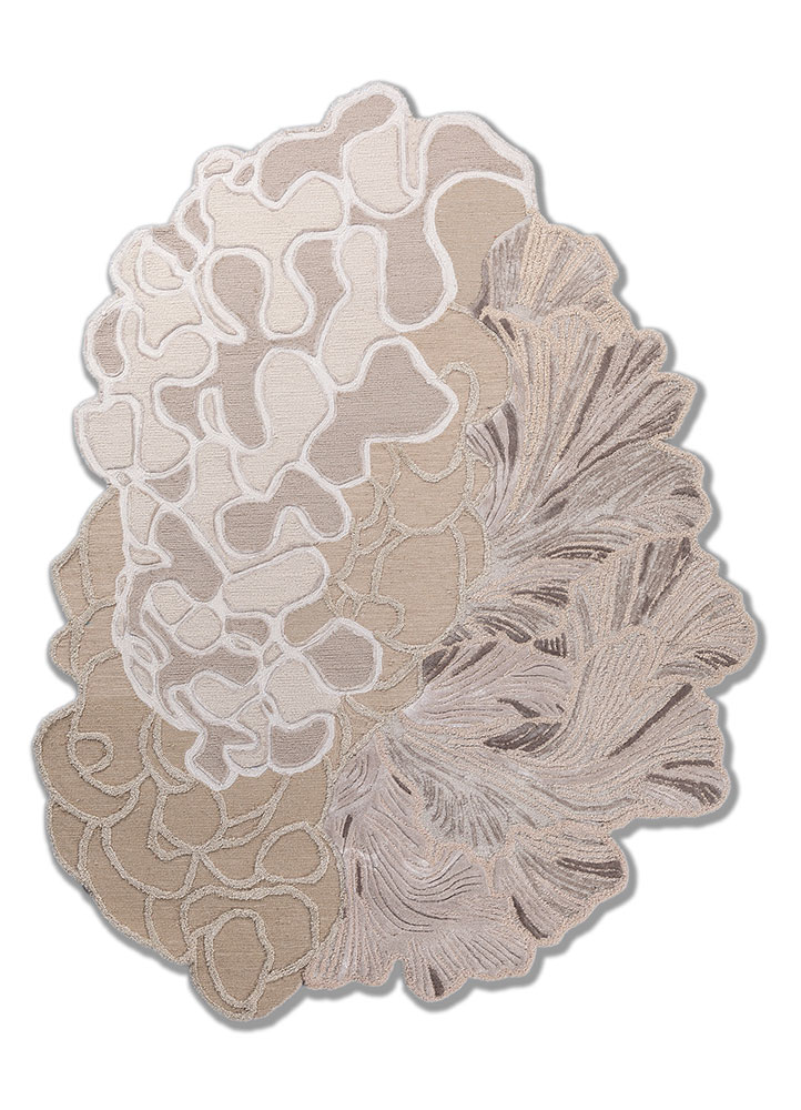 aurelia beige and brown wool and viscose hand tufted Rug - HeadShot