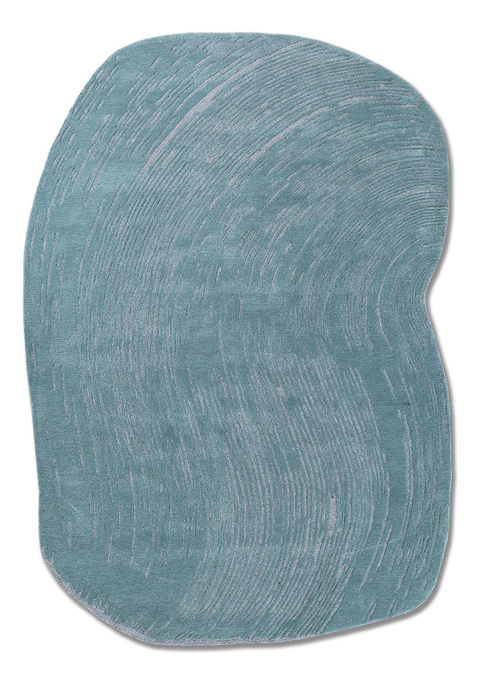 infini blue wool and viscose hand tufted Rug - HeadShot