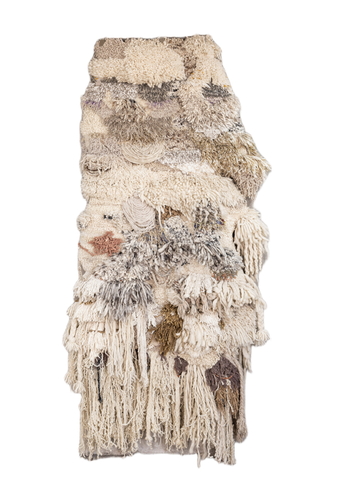 wall installation ivory wool and bamboo silk hand knotted WALL ART & TAPESTRY - HeadShot
