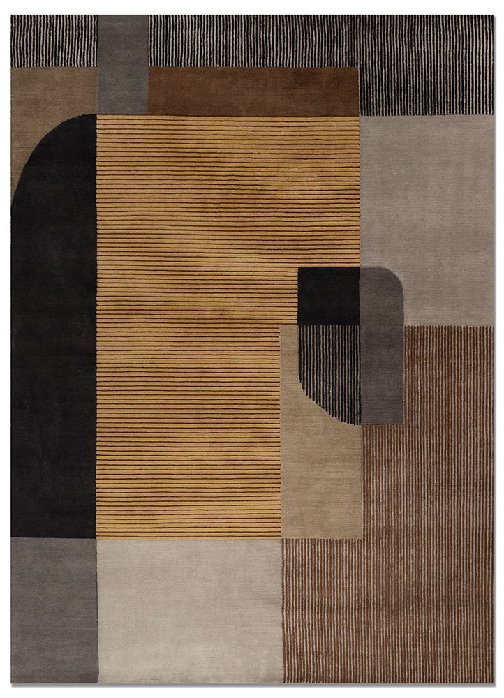 blythe grey and black wool hand knotted Rug - HeadShot