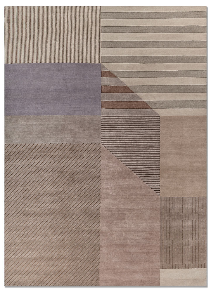 blythe beige and brown wool hand knotted Rug - HeadShot