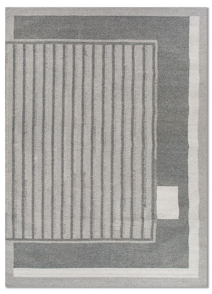 al fresco grey and black polyester flat weaves Rug - HeadShot