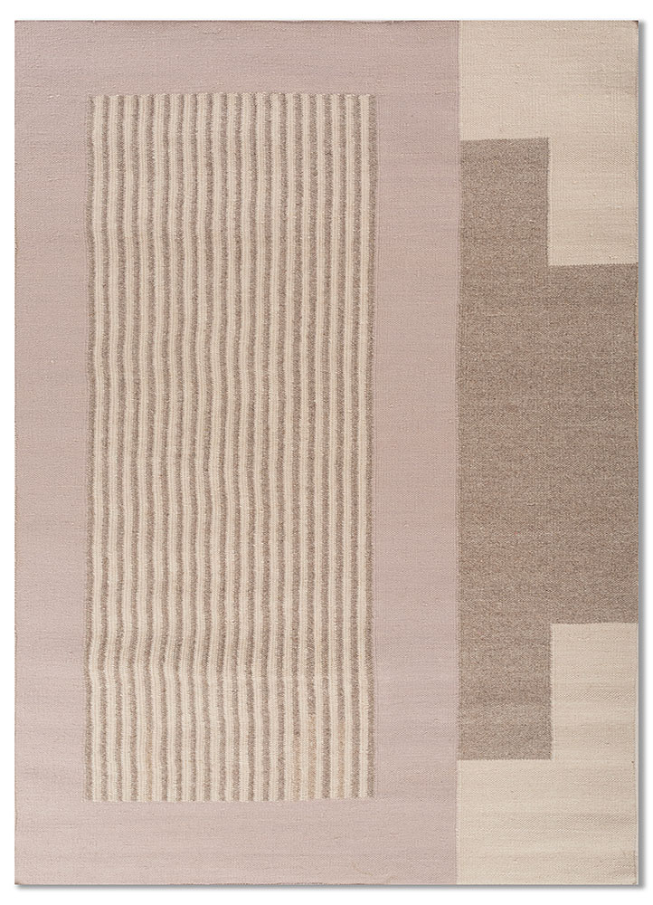 al fresco beige and brown polyester flat weaves Rug - HeadShot