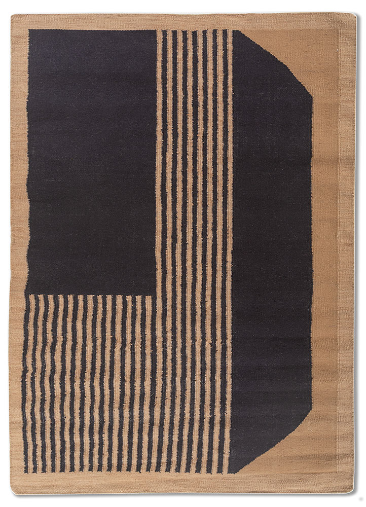 al fresco grey and black polyester flat weaves Rug - HeadShot