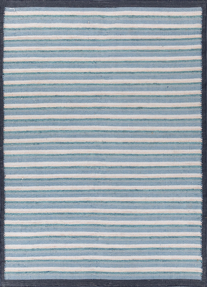 abrash blue polyester flat weaves Rug - HeadShot