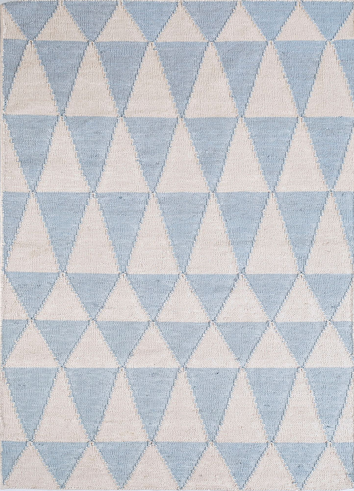 indusbar blue viscose flat weaves Rug - HeadShot