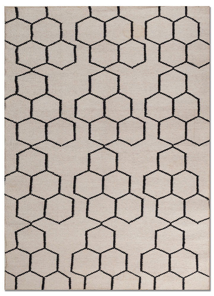 indusbar grey and black wool flat weaves Rug - HeadShot