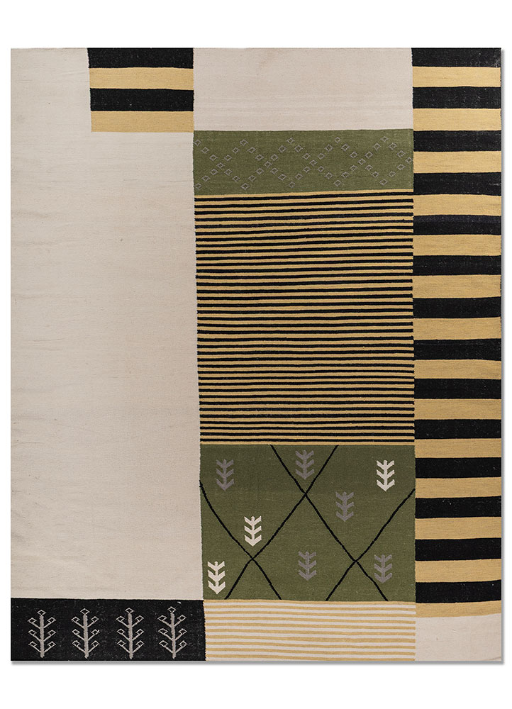 indusbar ivory wool flat weaves Rug - HeadShot