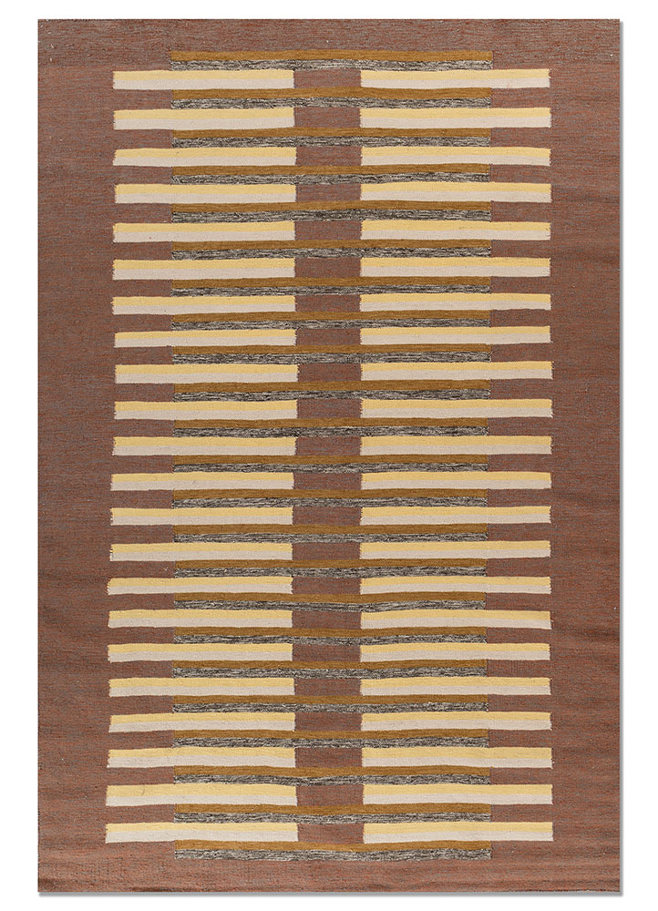 indusbar red and orange wool flat weaves Rug - HeadShot