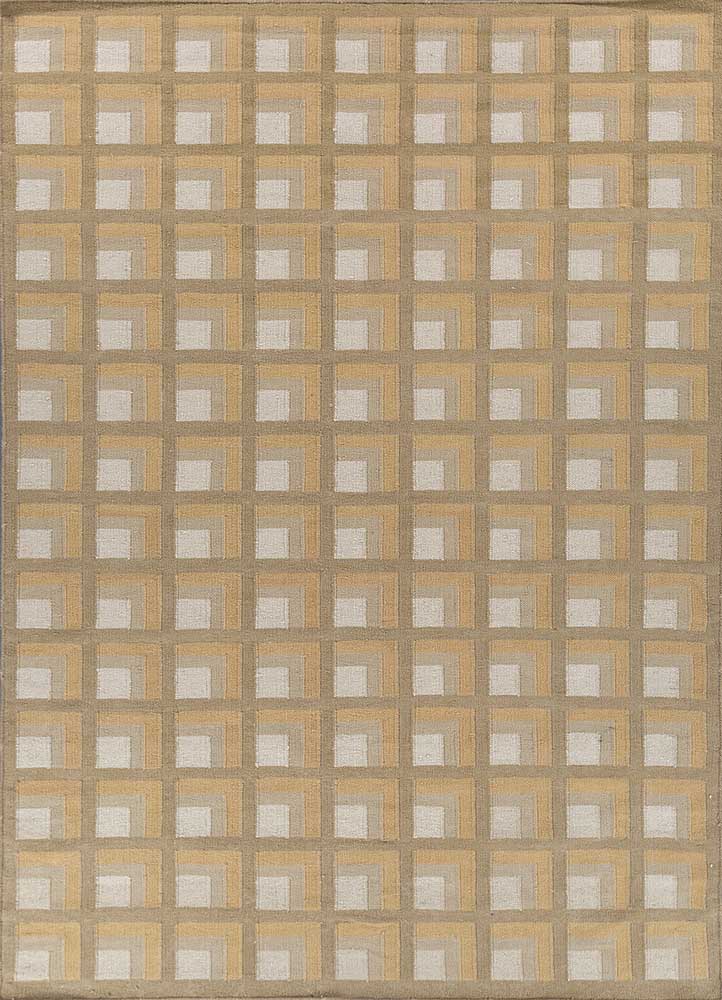 checkers gold wool flat weaves Rug - HeadShot