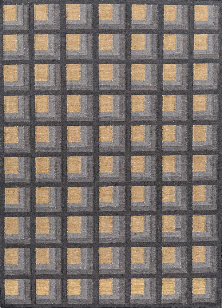 checkers grey and black wool flat weaves Rug - HeadShot