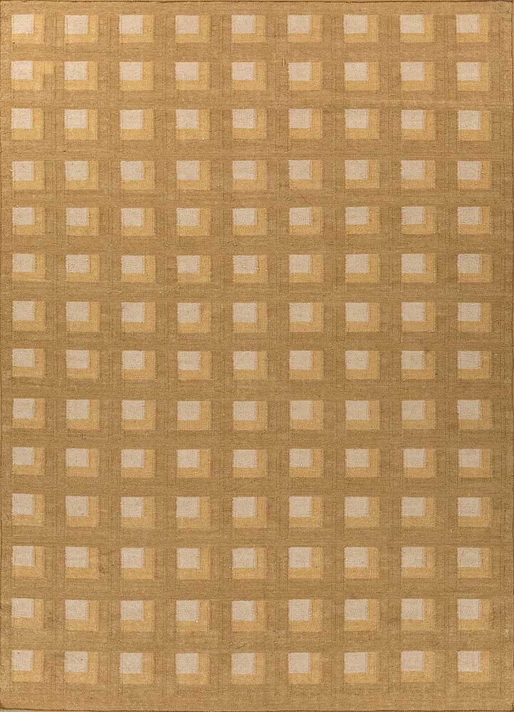 checkers gold wool flat weaves Rug - HeadShot