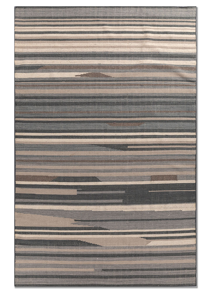 indusbar blue wool flat weaves Rug - HeadShot