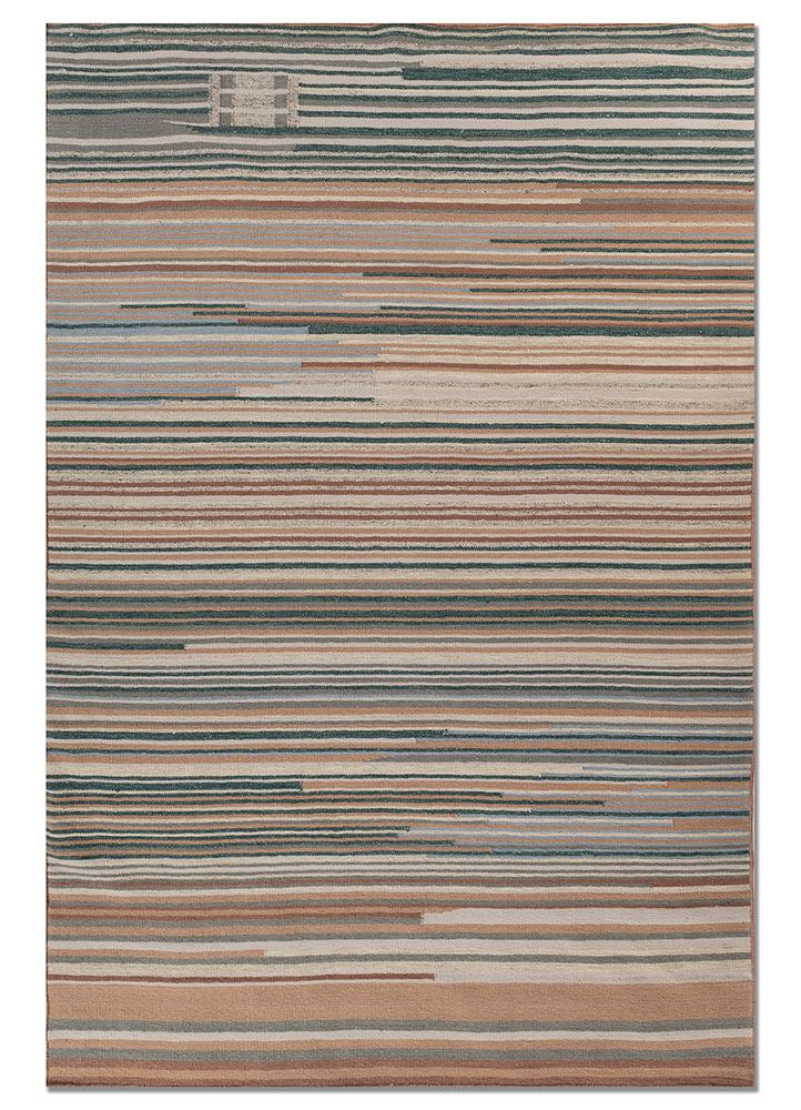 indusbar red and orange wool flat weaves Rug - HeadShot