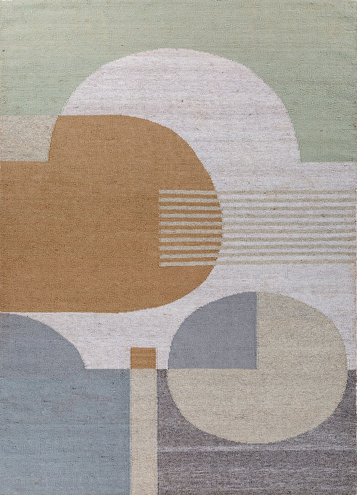 checkers green wool flat weaves Rug - HeadShot
