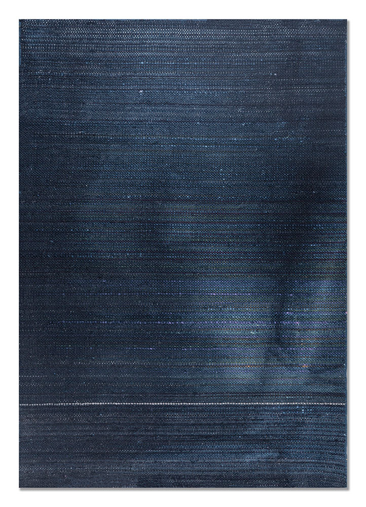 abrash blue wool flat weaves Rug - HeadShot