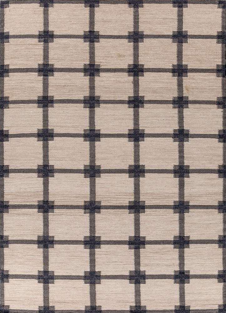 alhambra beige and brown wool flat weaves Rug - HeadShot