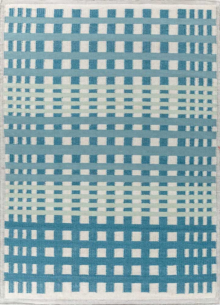 alhambra blue wool flat weaves Rug - HeadShot
