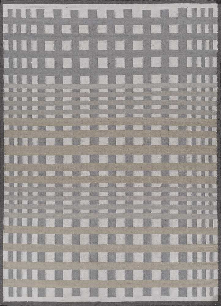 alhambra grey and black wool flat weaves Rug - HeadShot