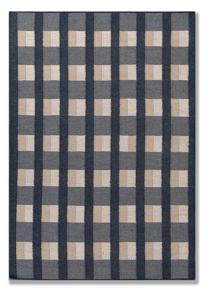 alhambra blue wool flat weaves Rug - HeadShot