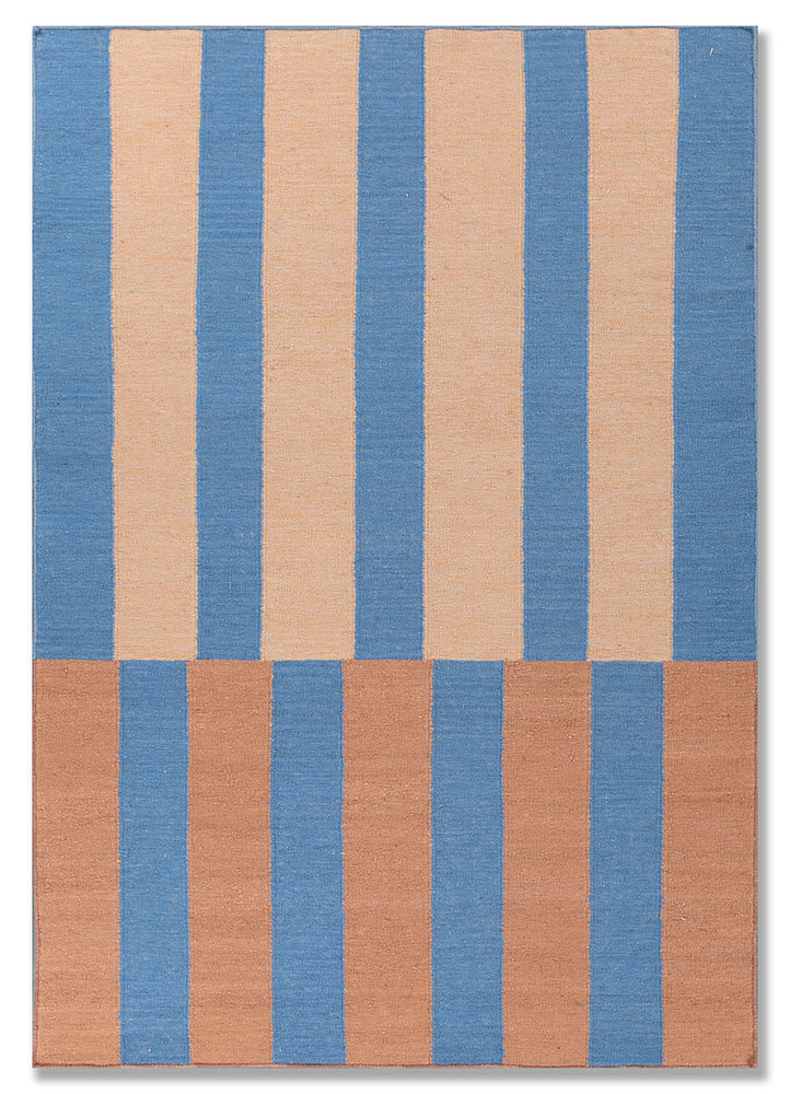 checkers red and orange wool flat weaves Rug - HeadShot