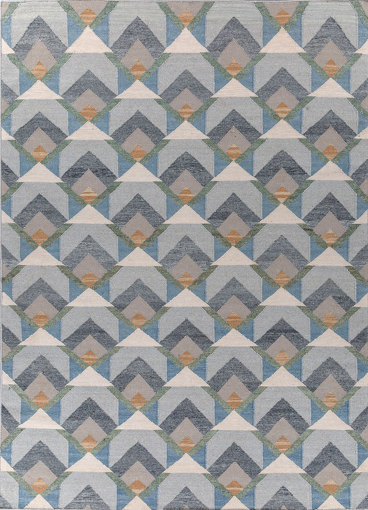 alhambra grey and black wool flat weaves Rug - HeadShot
