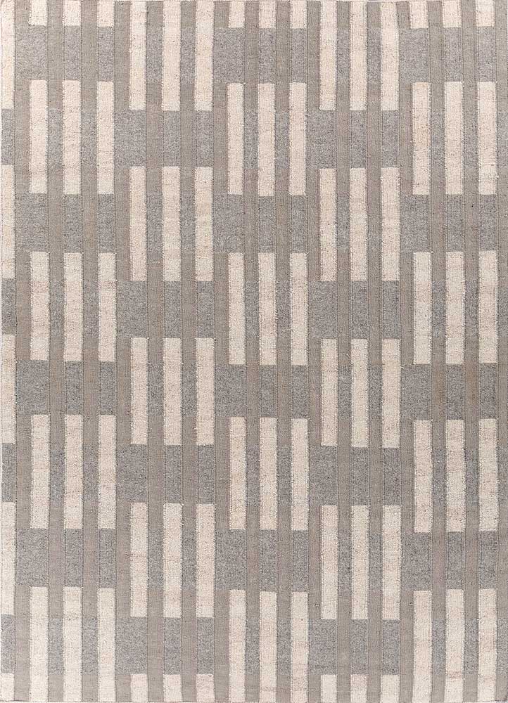 checkers ivory wool flat weaves Rug - HeadShot
