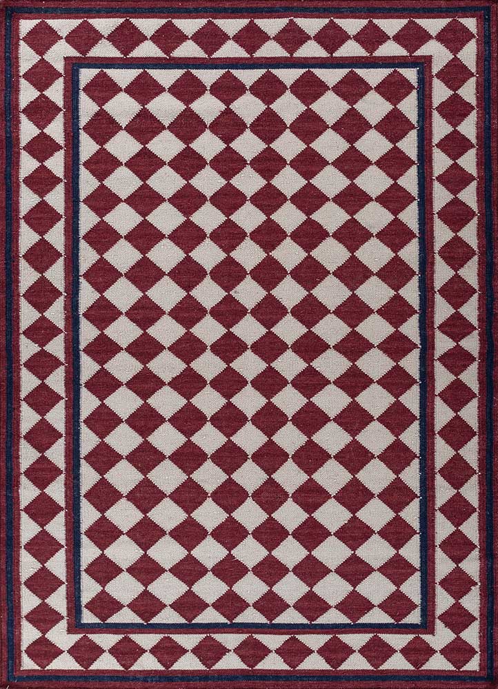 alhambra red and orange wool flat weaves Rug - HeadShot