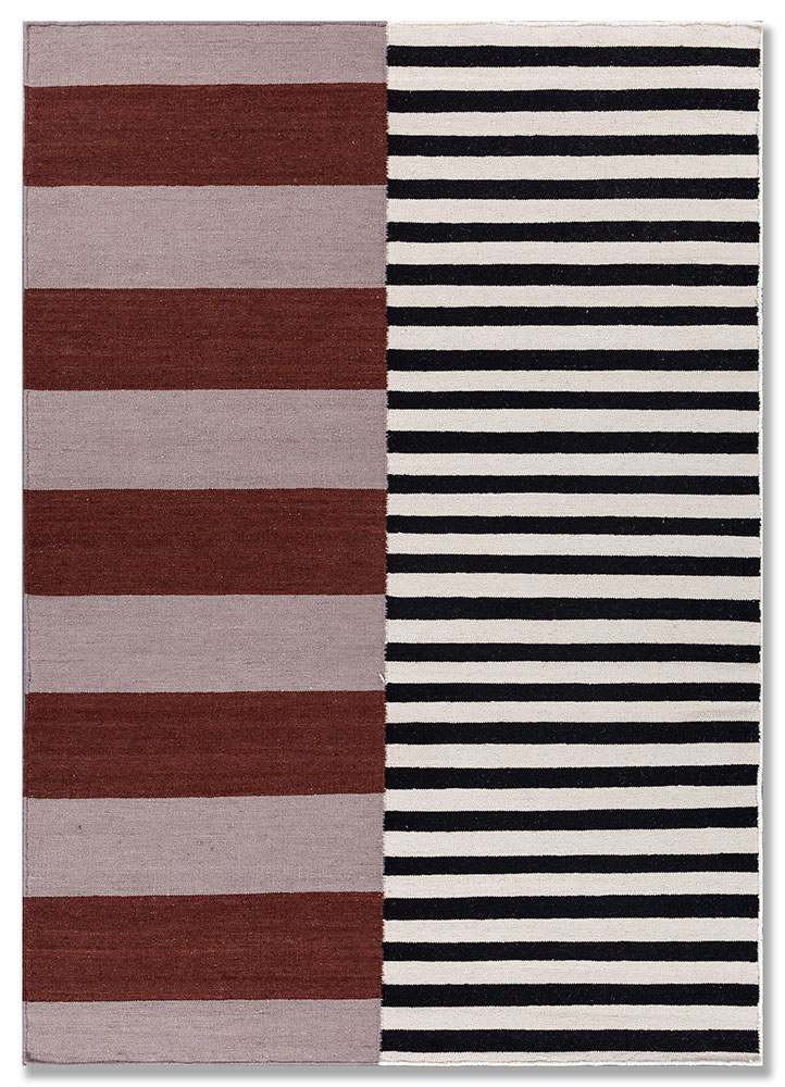 checkers red and orange wool flat weaves Rug - HeadShot