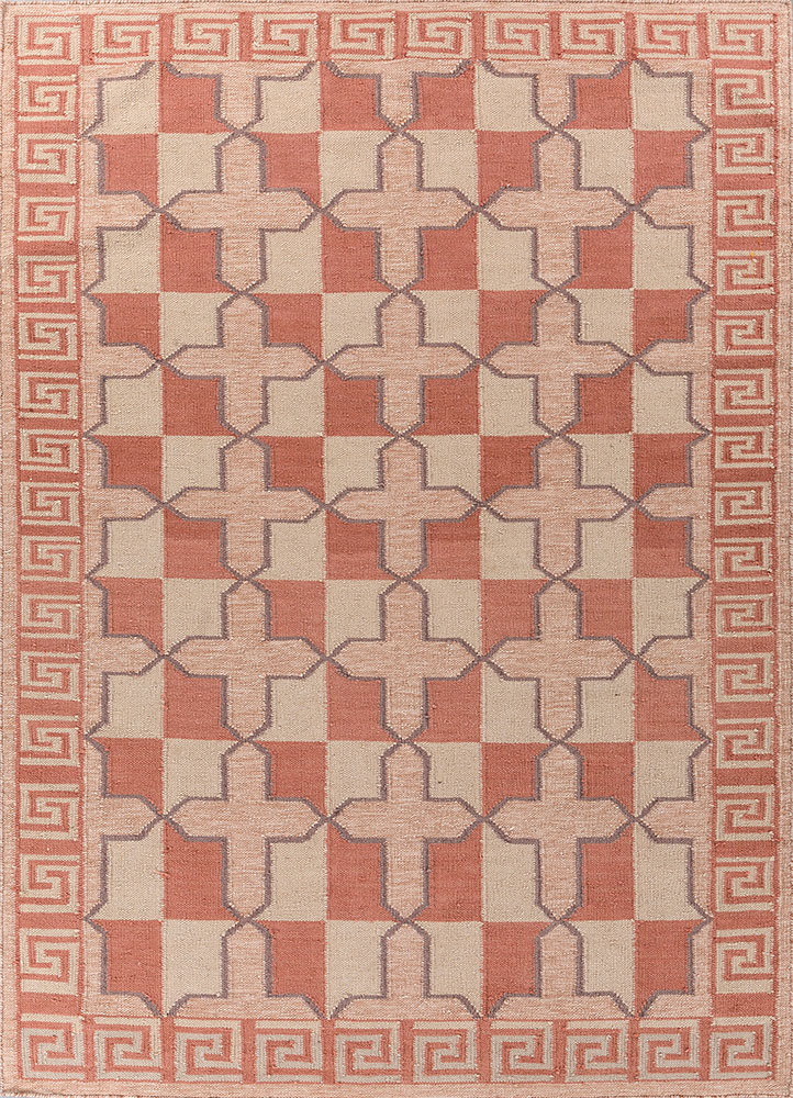 alhambra red and orange wool flat weaves Rug - HeadShot