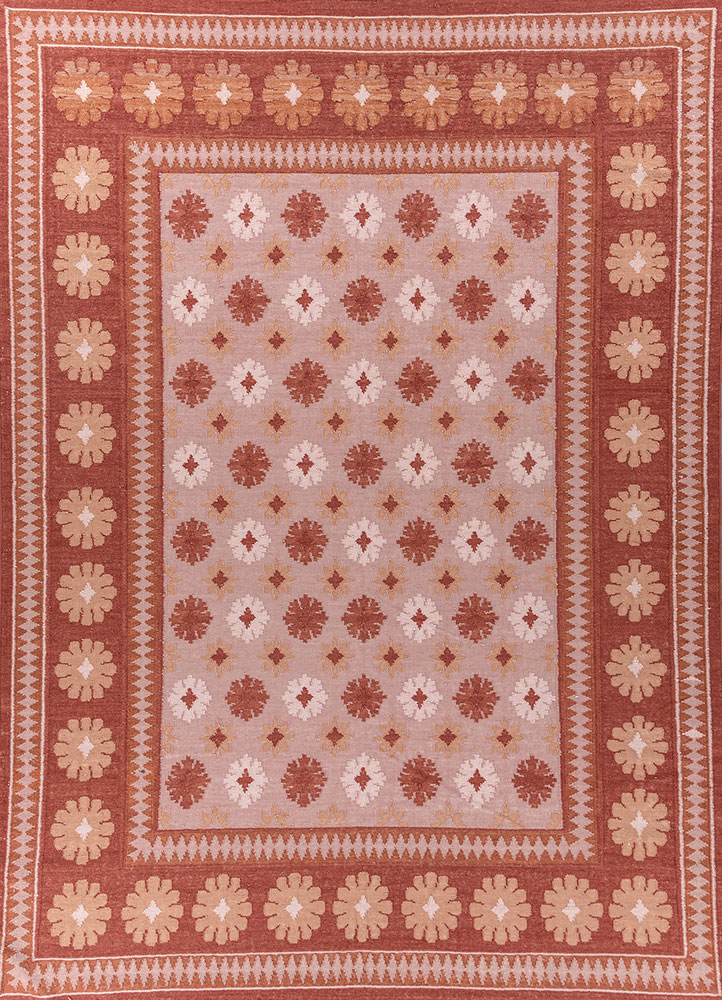 alhambra pink and purple wool flat weaves Rug - HeadShot