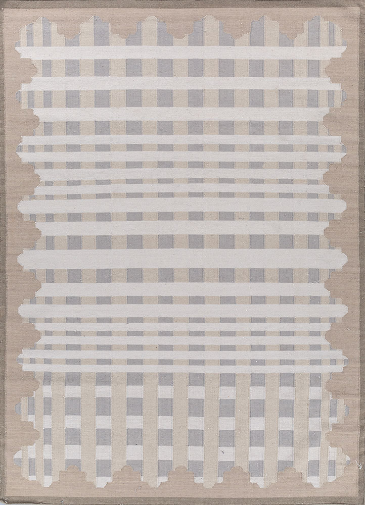 checkers ivory wool flat weaves Rug - HeadShot