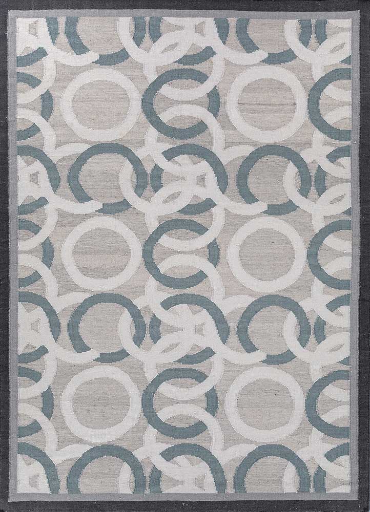alhambra grey and black wool flat weaves Rug - HeadShot