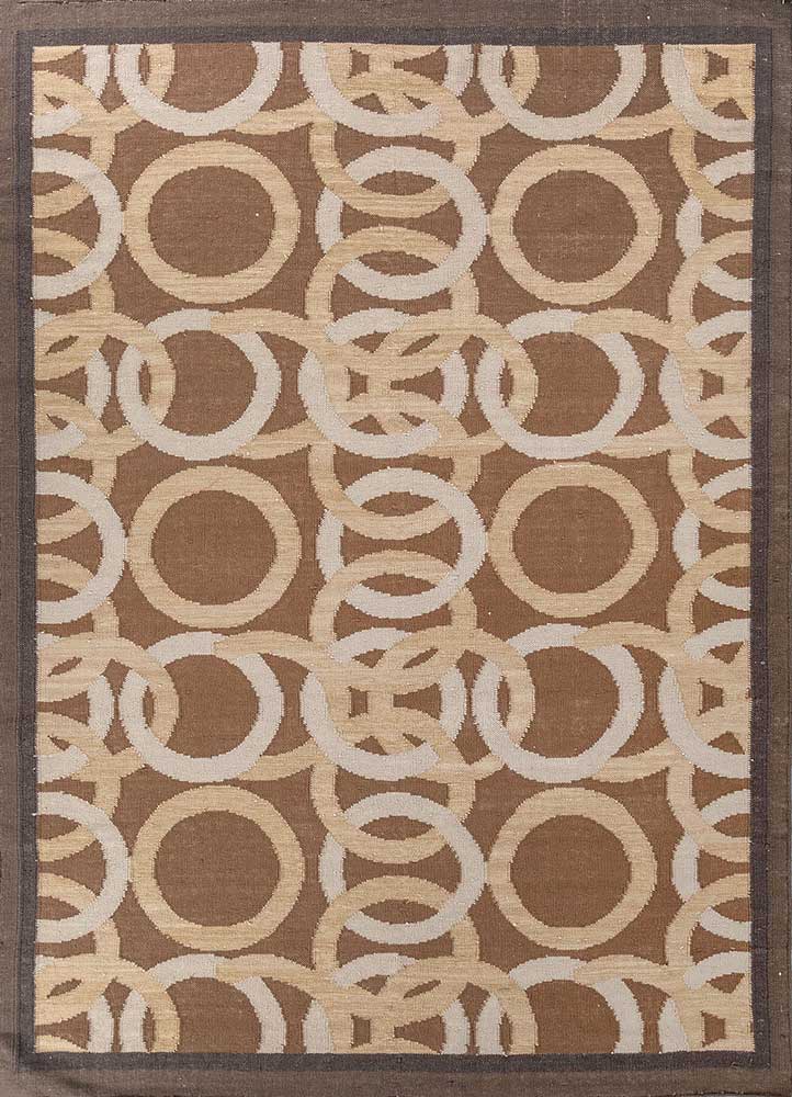 alhambra beige and brown wool flat weaves Rug - HeadShot