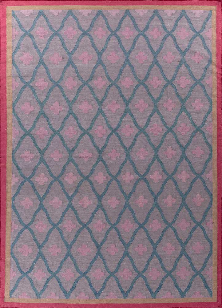 alhambra pink and purple wool flat weaves Rug - HeadShot