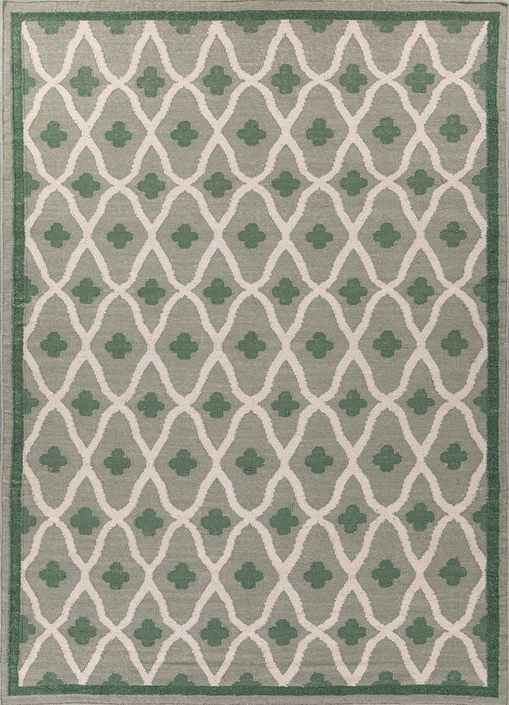 alhambra green wool flat weaves Rug - HeadShot