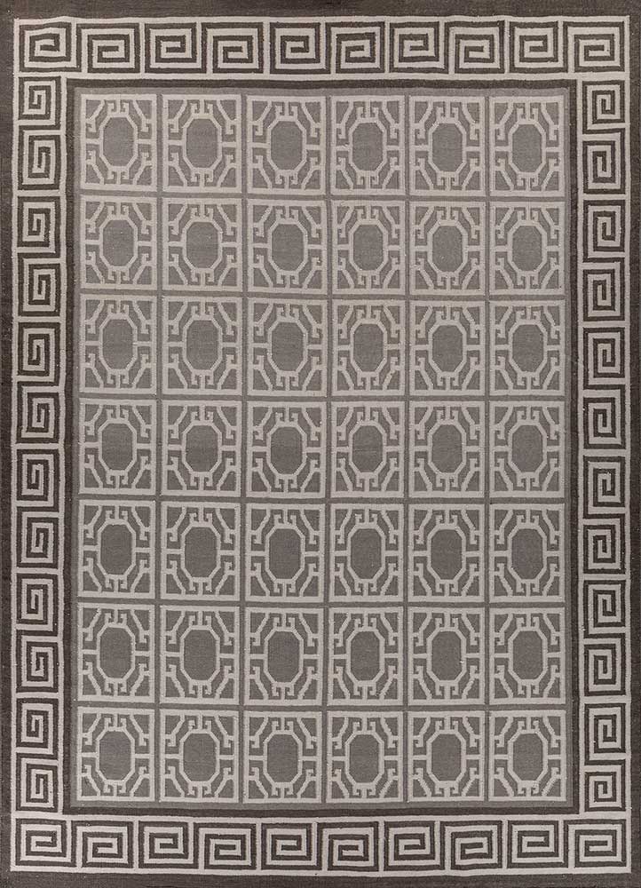 alhambra grey and black wool flat weaves Rug - HeadShot