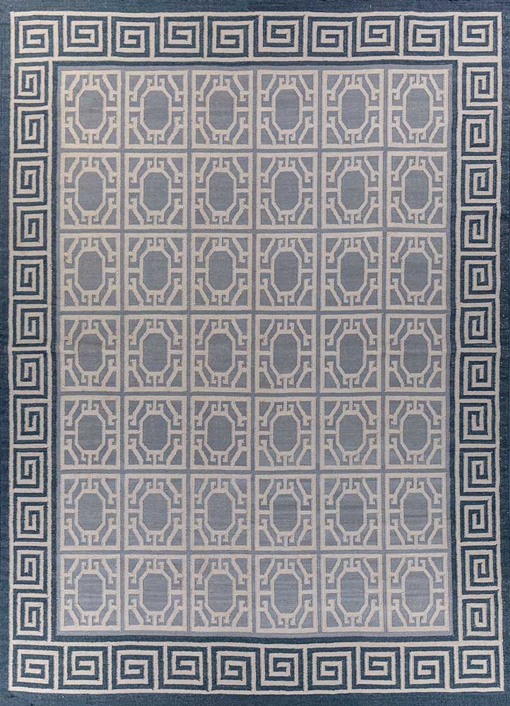 alhambra grey and black wool flat weaves Rug - HeadShot