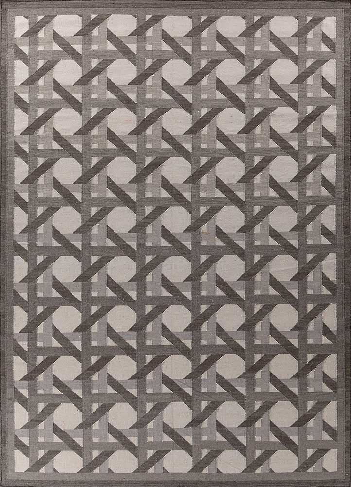 alhambra grey and black wool flat weaves Rug - HeadShot