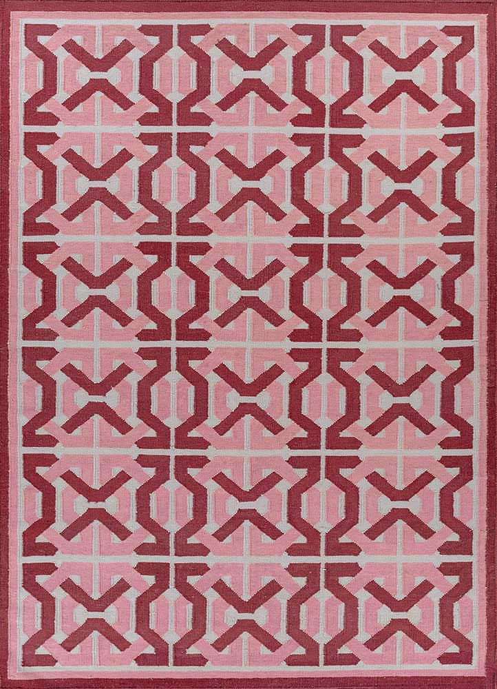 alhambra red and orange wool flat weaves Rug - HeadShot