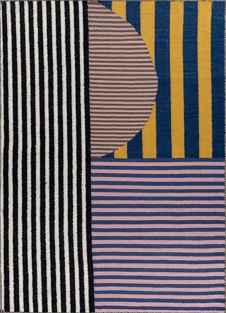 checkers grey and black wool flat weaves Rug - HeadShot