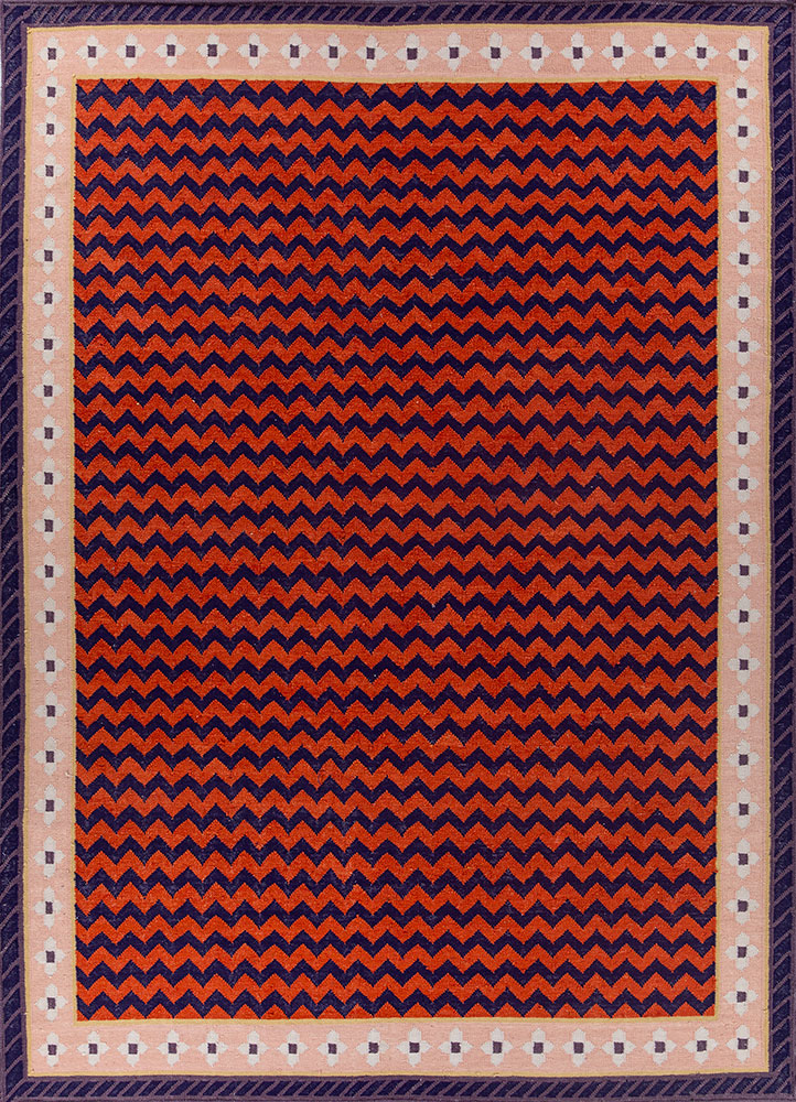 alhambra pink and purple wool flat weaves Rug - HeadShot