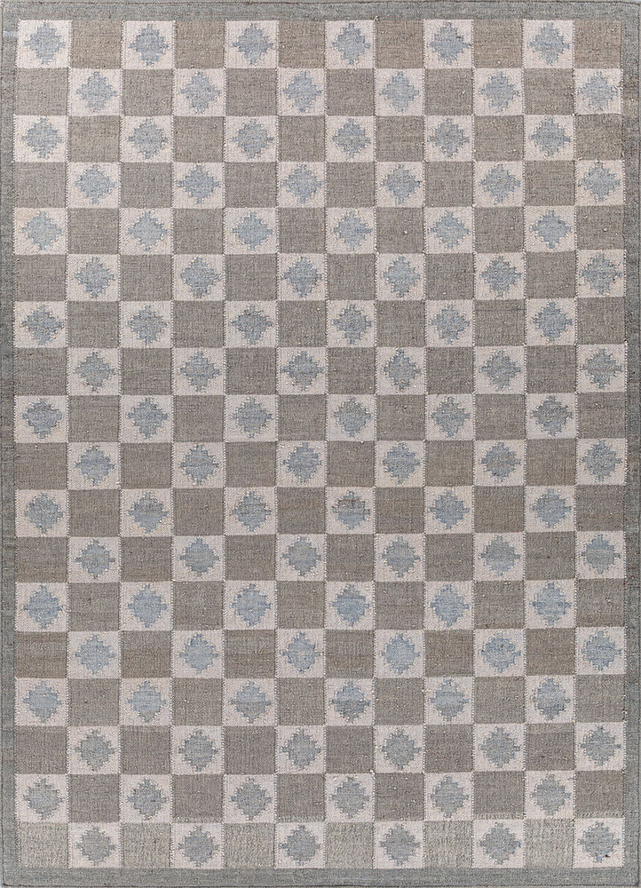 alhambra grey and black wool flat weaves Rug - HeadShot
